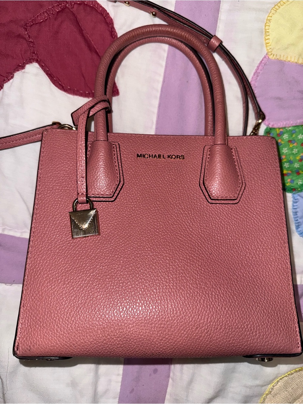 Michael Kors Rose Pink Pebbled Leather Satchel